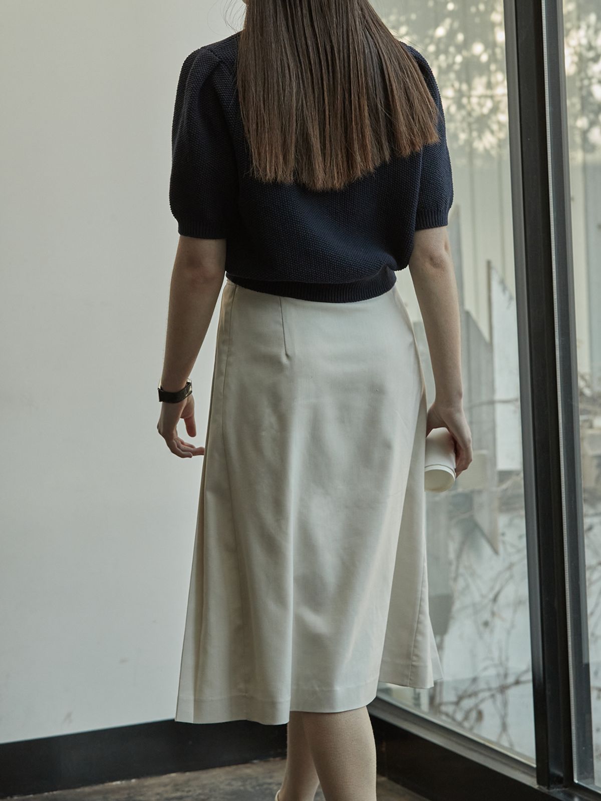 비뮤즈맨션(BEMUSE MANSION) Fixed pleated skirt - Cream