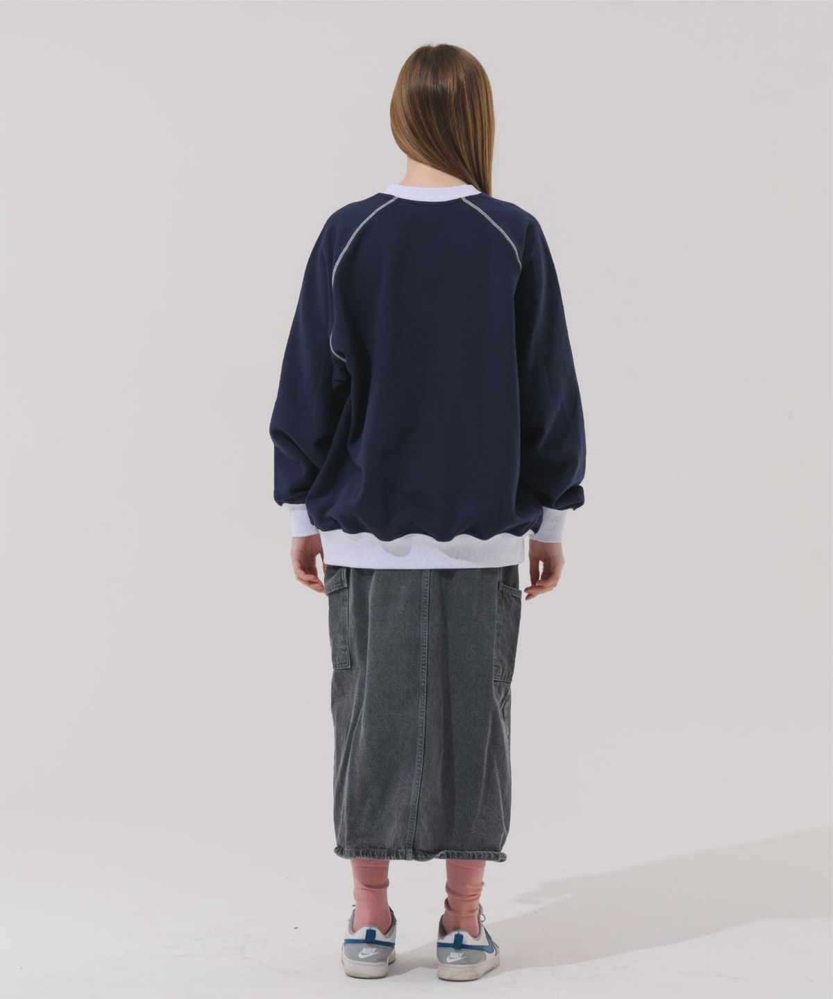 바쥬비쥬(BAJOO BIJOO) VINTAGE CAT PAW RAGLAN SWEATSHIRT [NAVY]