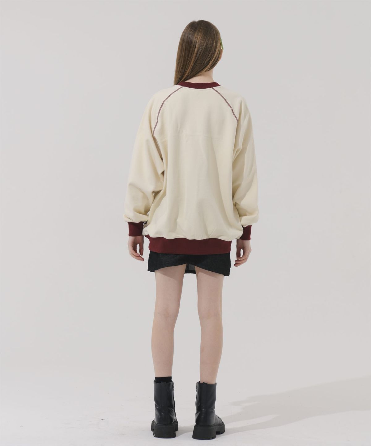 바쥬비쥬(BAJOO BIJOO) VINTAGE CAT PAW RAGLAN SWEATSHIRT [CREAM]