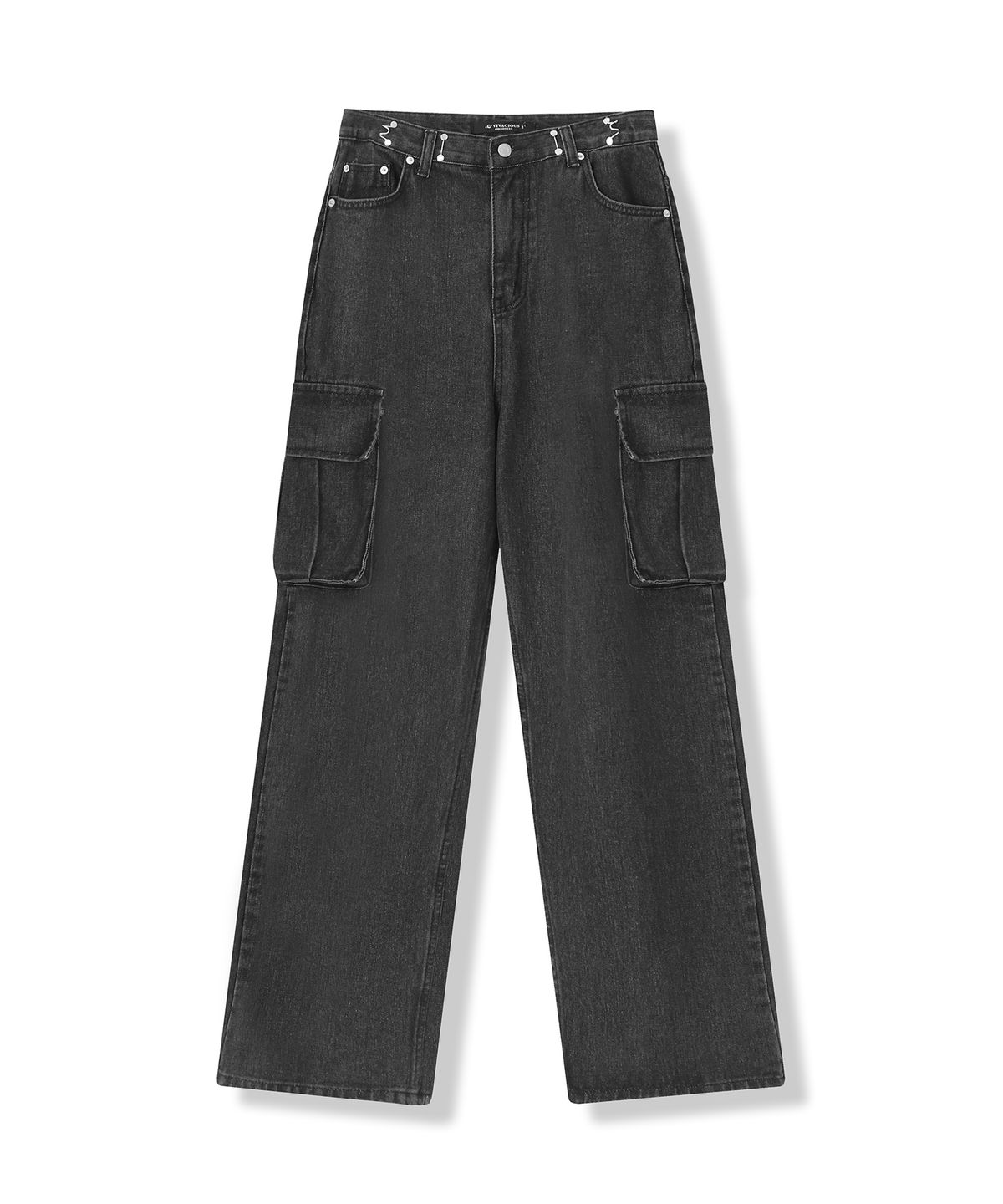 어반드레스(AVANDRESS) BUCKLE WIDE CARGO DENIM PANTS BLACK