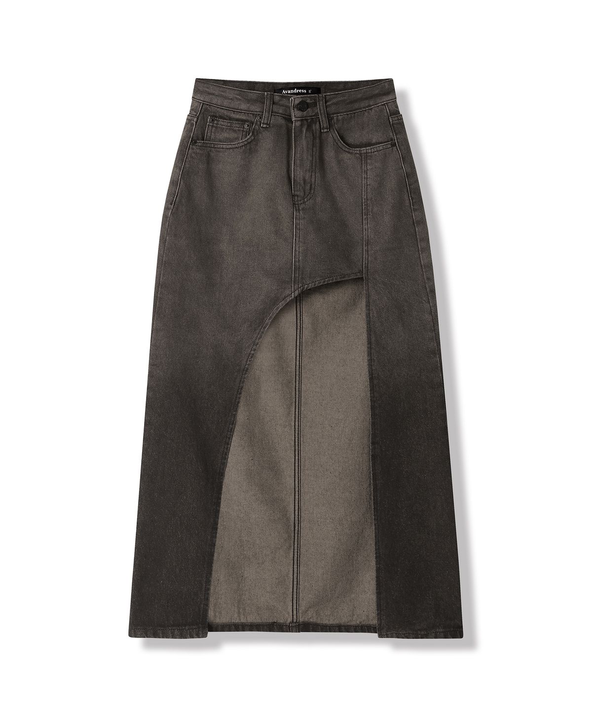 어반드레스(AVANDRESS) The Moon Long Denim Skirt RED BLACK