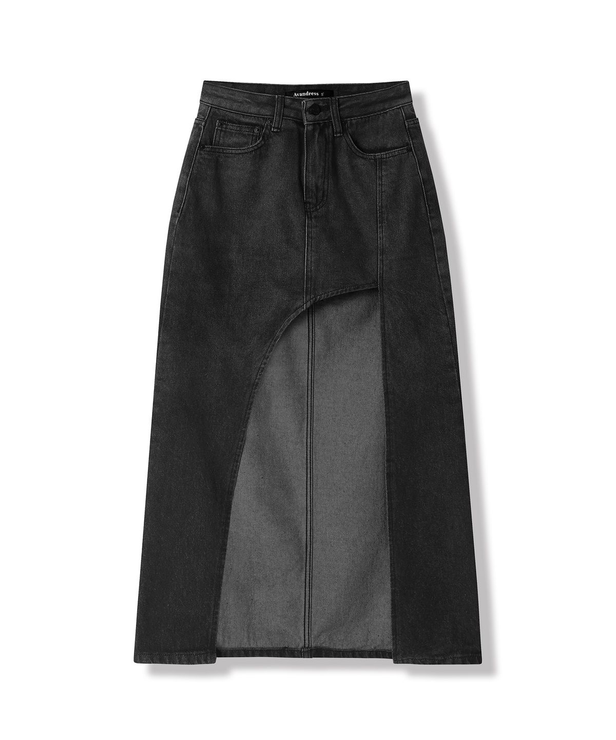 어반드레스(AVANDRESS) The Moon Long Denim Skirt RED BLACK
