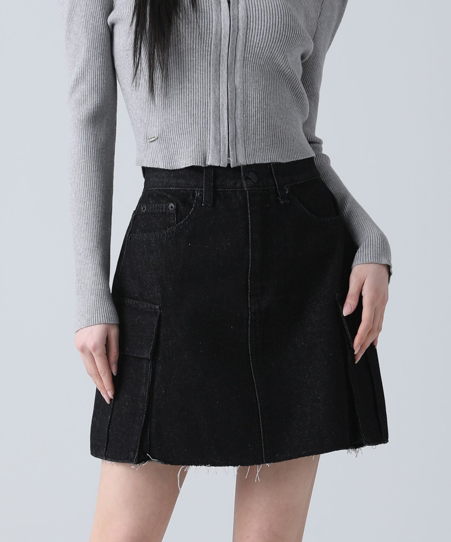 AVANDRESS Les Cargo Denim Mini Skirt カジュアルスカート AVANDRESS☆韓国☆人気☆Les Cargo Denim Mini Skirt 2色 ミニ