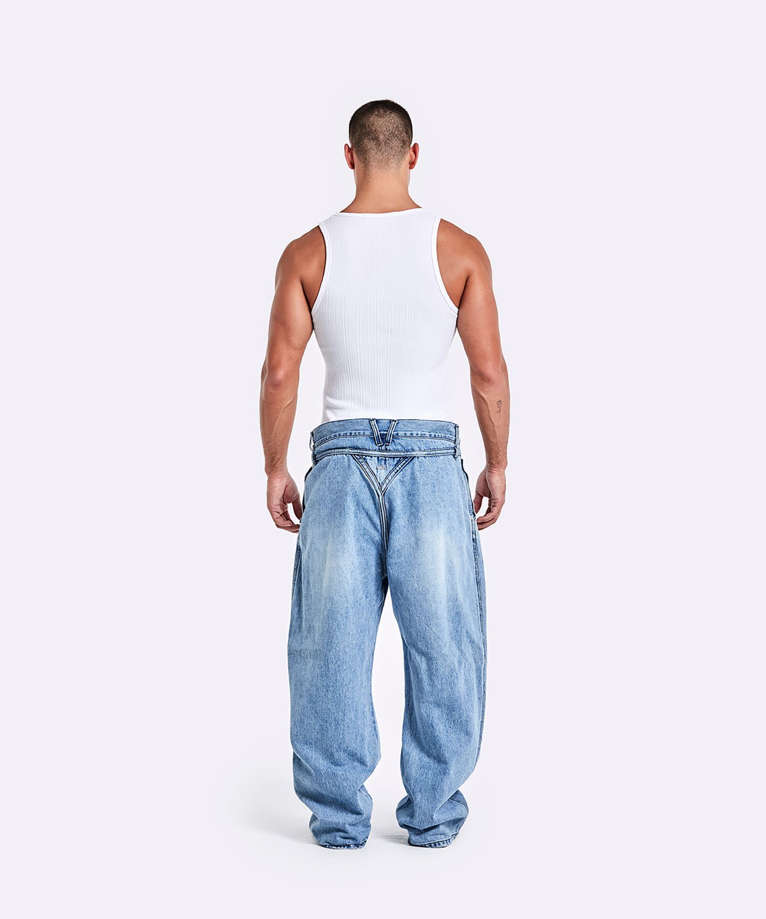 MUSINSA公式 | 51PERCENT Thong denim pants - Blue