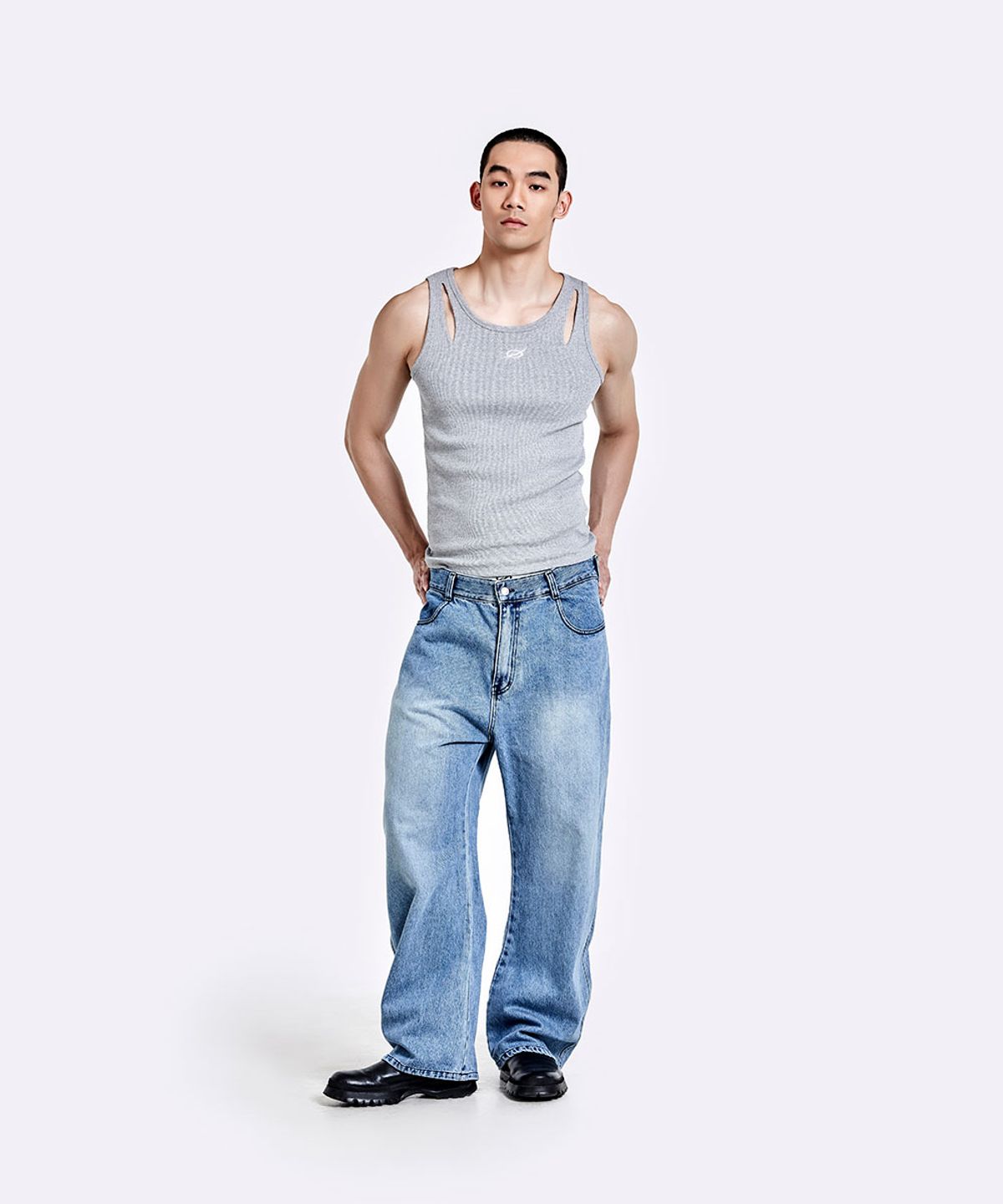 51퍼센트(51PERCENT) Triangle pocket denim pants - Blue