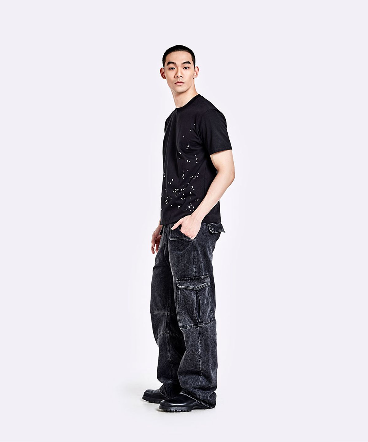 51퍼센트(51PERCENT) Denim cargo pants - Washed black