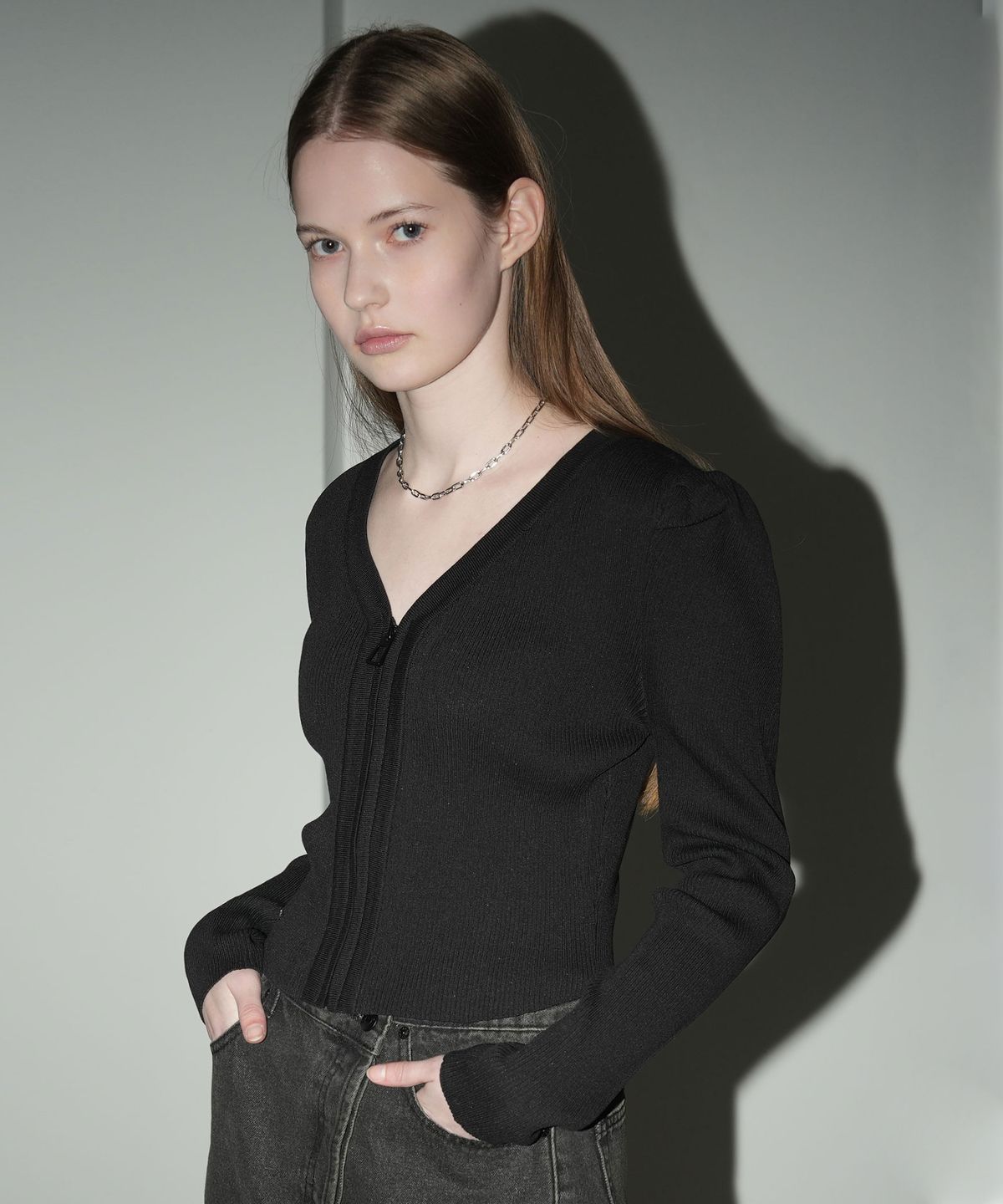 어반드레스(AVANDRESS) V Neck Puff Sleeve Knit Cardigan - 4COL