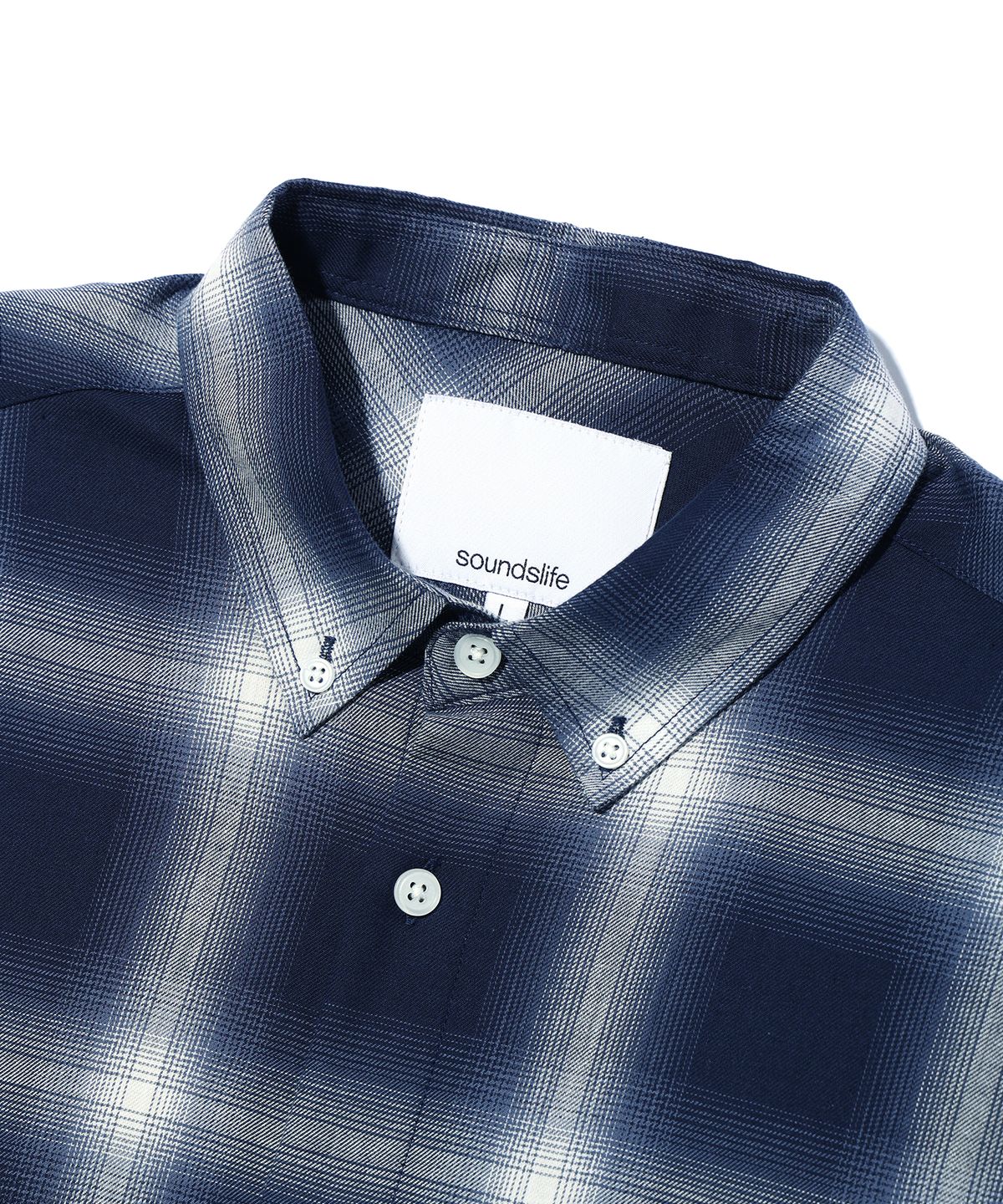 사운즈라이프(SOUNDSLIFE) Ombre Check Shirt Navy