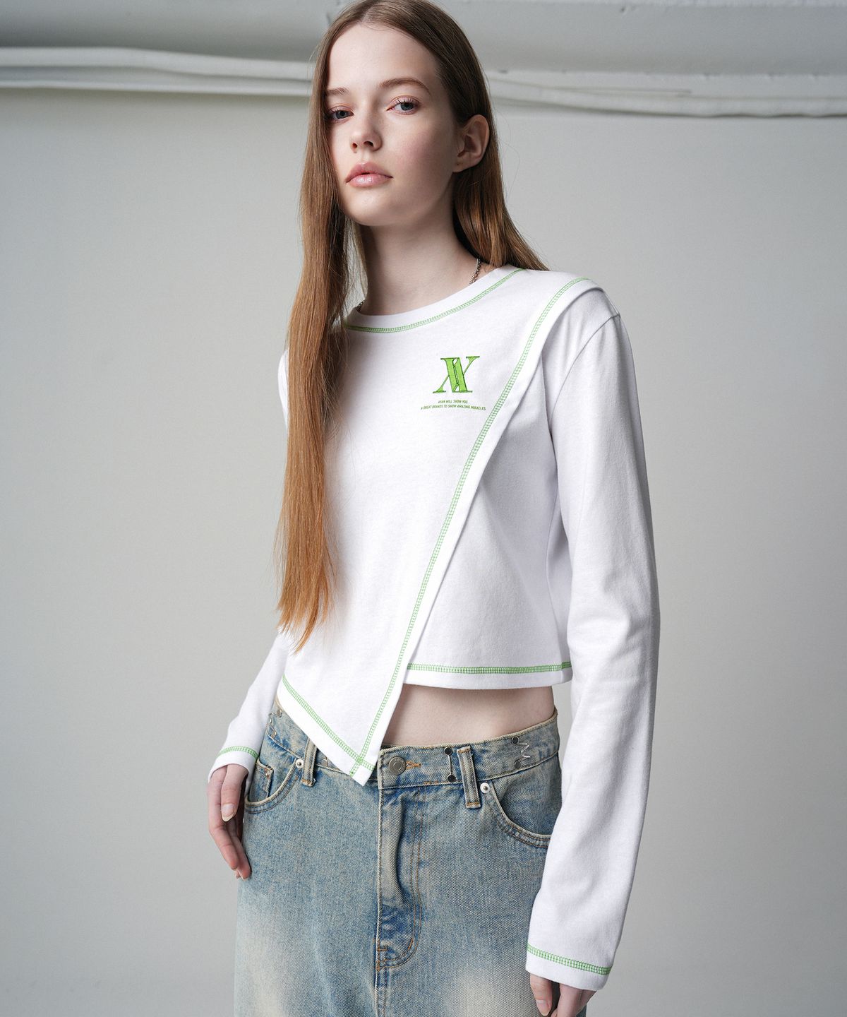 어반드레스(AVANDRESS) LINE DIAGONAL LONG SLEEVE T-SHIRT - 5COL