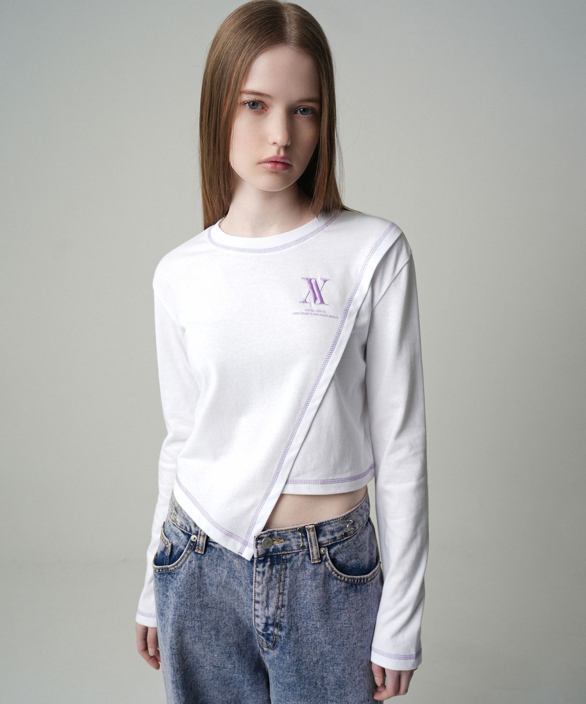 어반드레스(AVANDRESS) LINE DIAGONAL LONG SLEEVE T-SHIRT - 5COL