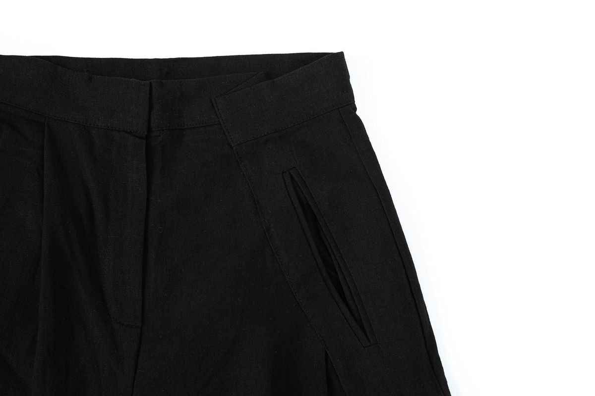 샐러드바구니(SALAD BAGUNI) Linen Cross Pintuck Wide Pants - black