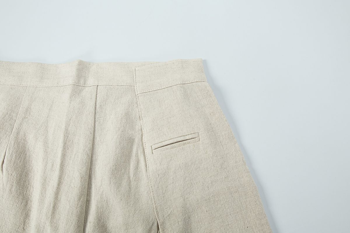샐러드바구니(SALAD BAGUNI) Linen Cross Pintuck Wide Pants - oatmeal