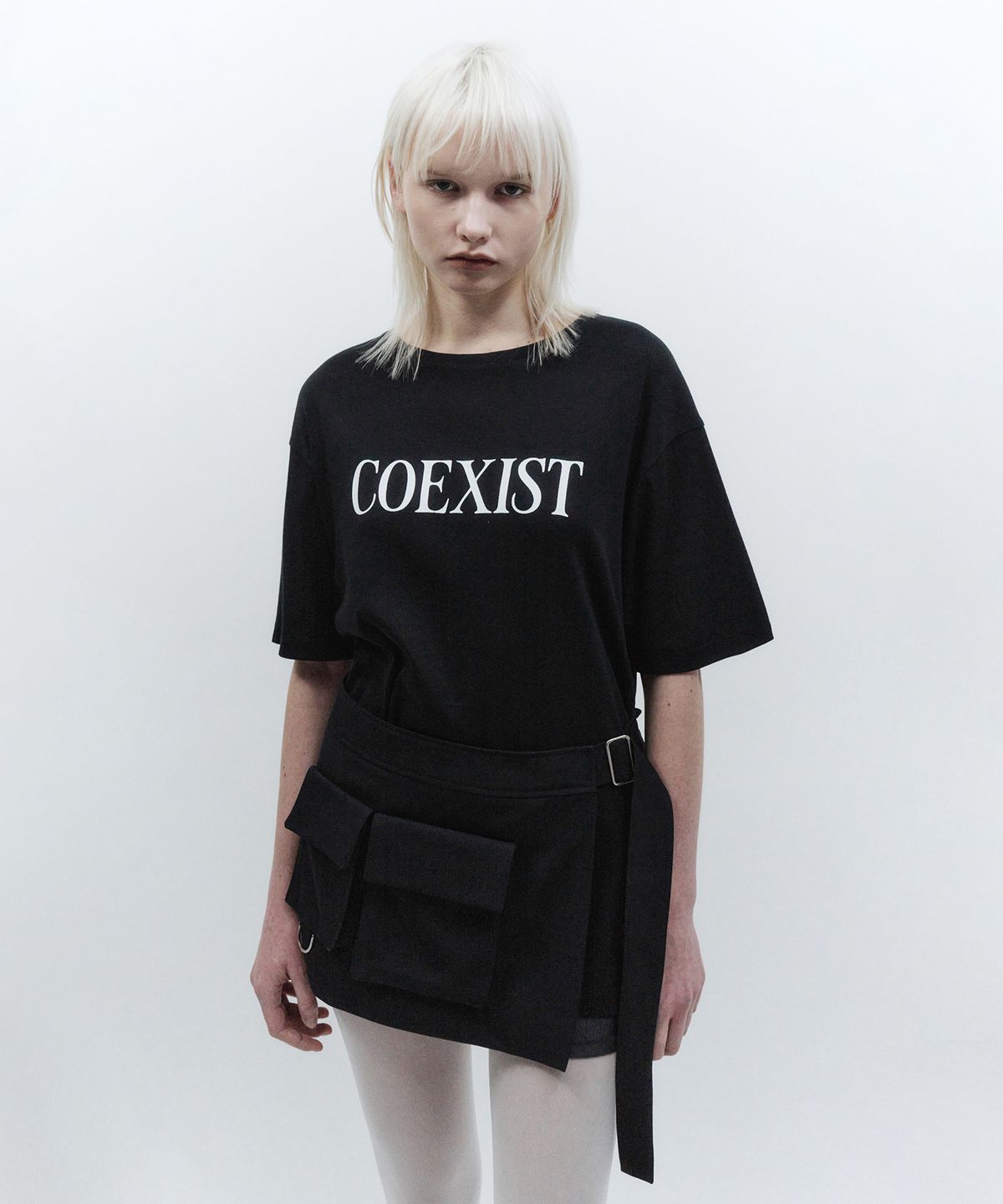 인사일런스 우먼(INSILENCE WOMEN) 레이어드 벨트 스커트 BLACK
