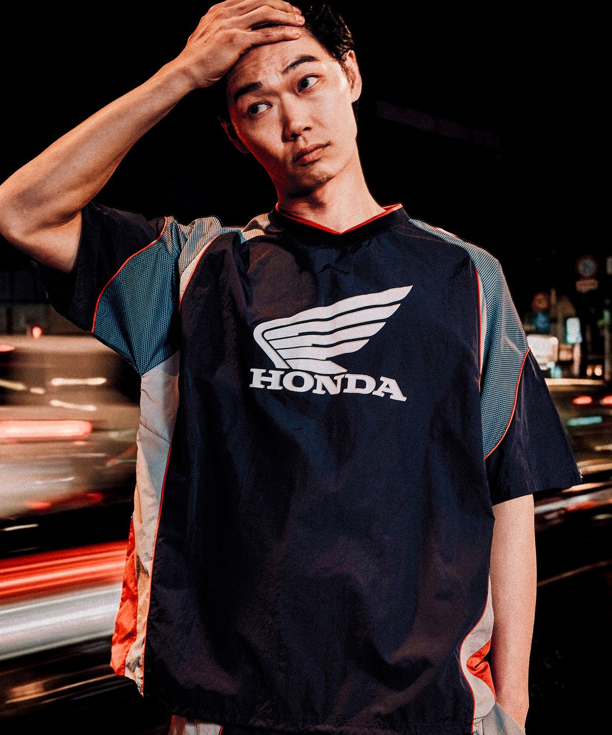 핍스 모터사이클(PHYPS MOTORCYCLE) Speed Track nylon T-shirt Navy