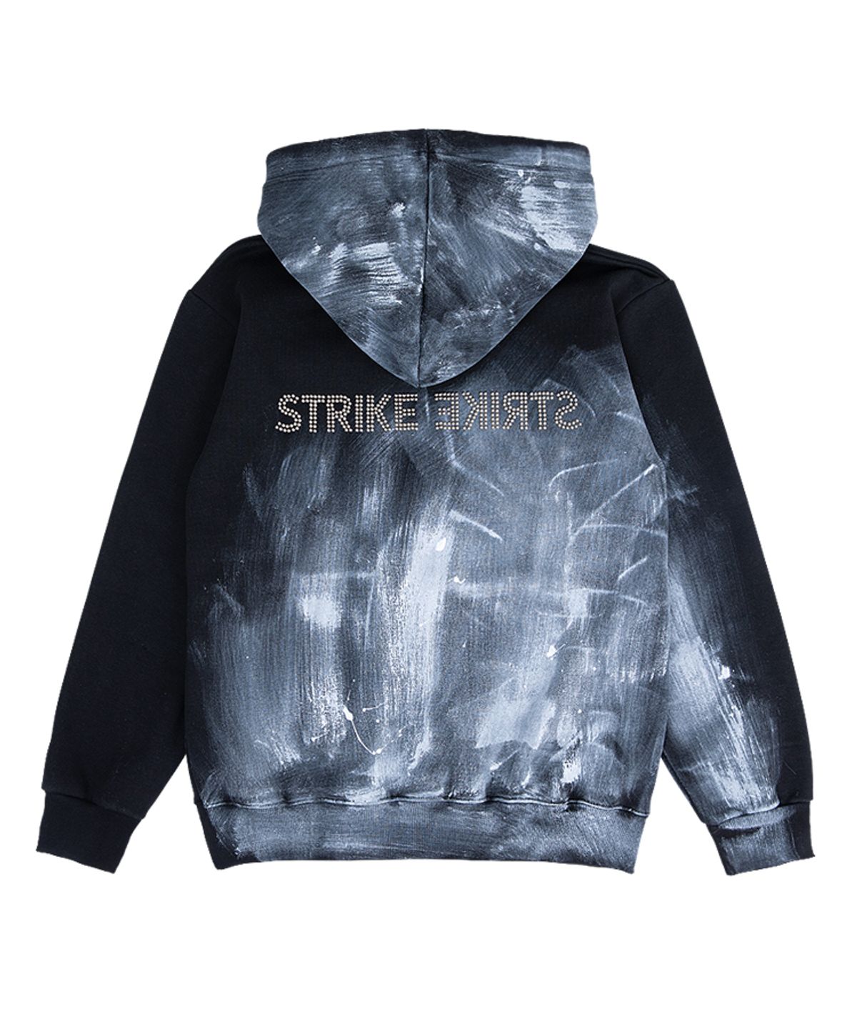 스트라이크(STRIKE) Studded Logo Painting Black Hoodie