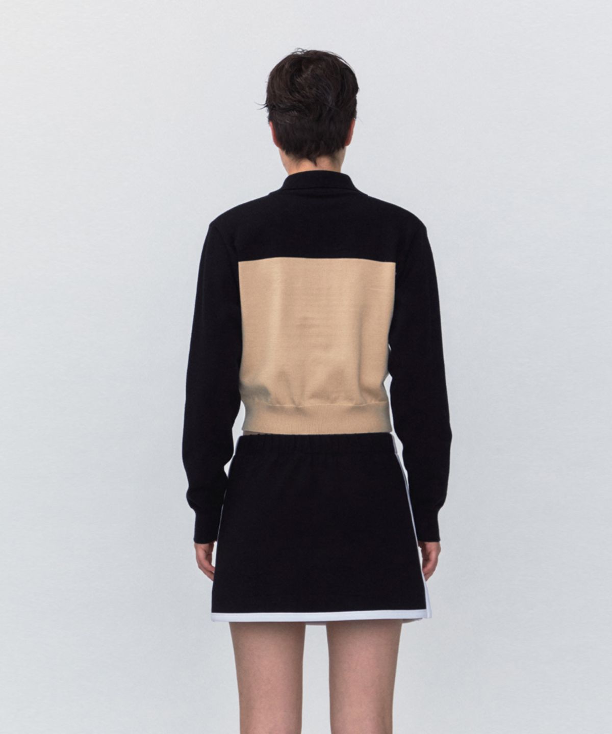 레스트앤레크레이션(REST&RECREATION) RR 2-TONE ZIP-UP CARDIGAN_BEIGE