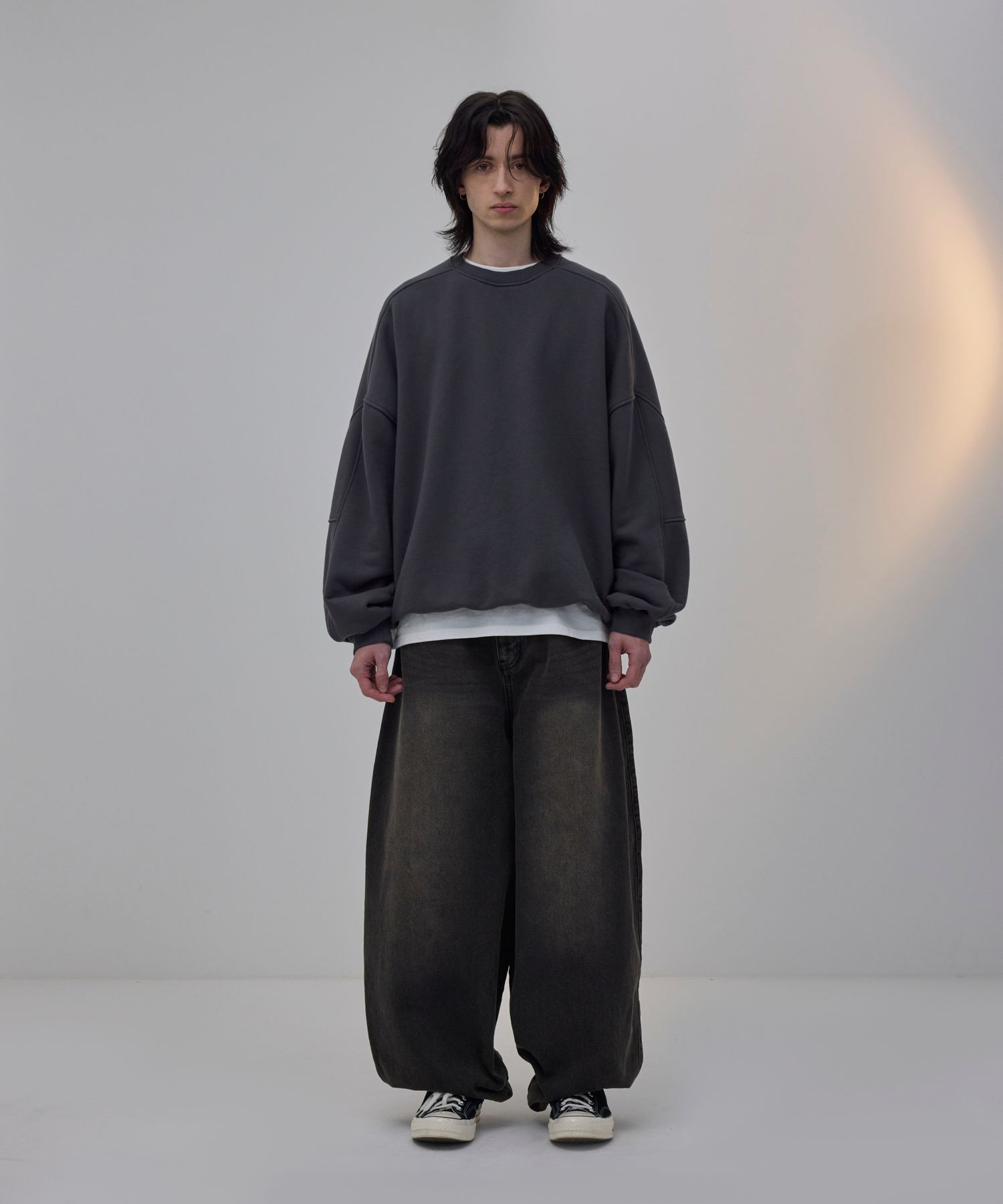 ★MUSINSA STANDARD★ Denim Wide Balloon Pants Washed Black M MUSINSA | MUSINSA STANDARD Twisted Semi Balloon Denim Pants