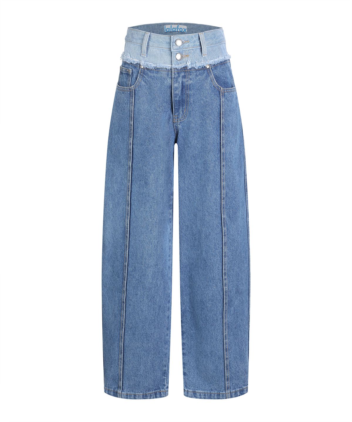 라라폭스(LALAFOX) DOUBLE COLOR BLOCK DENIM PANTS BLUE BQ2DP004