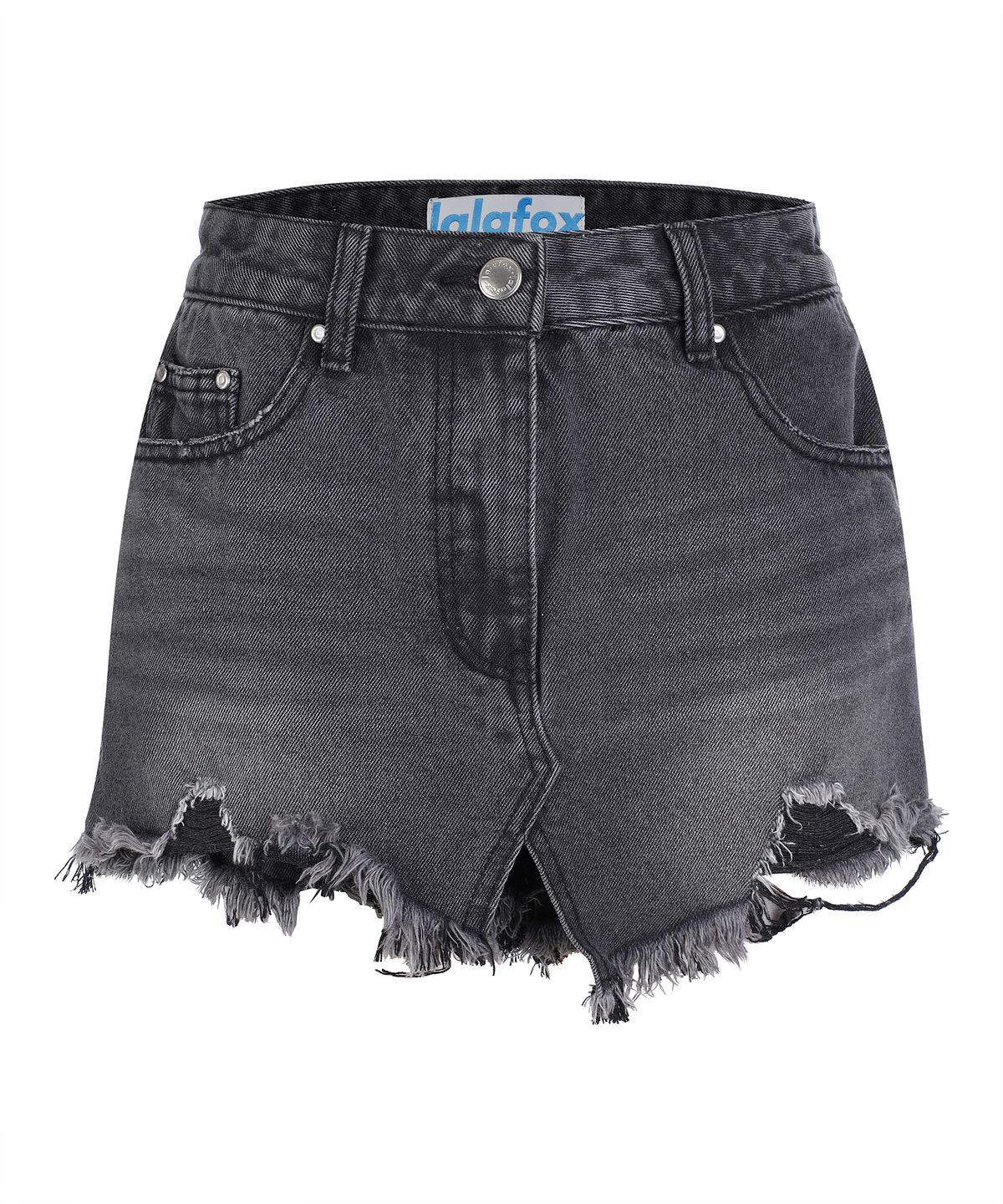 라라폭스(LALAFOX) LAYERED DENIM SHORTS BLACK BQ2DP002