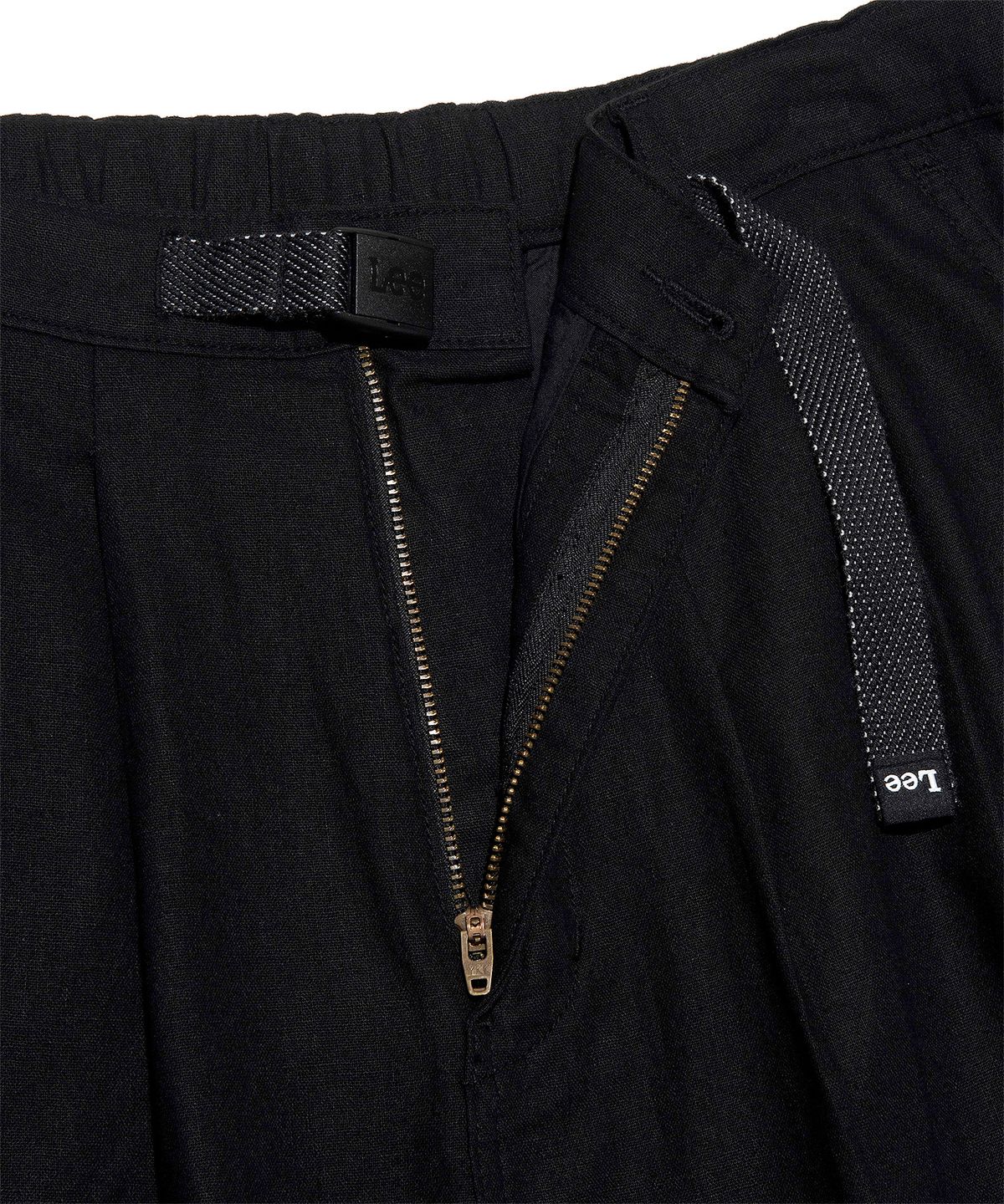 리(LEE) 린넨 웨빙 벨트 벌룬 팬츠 블랙