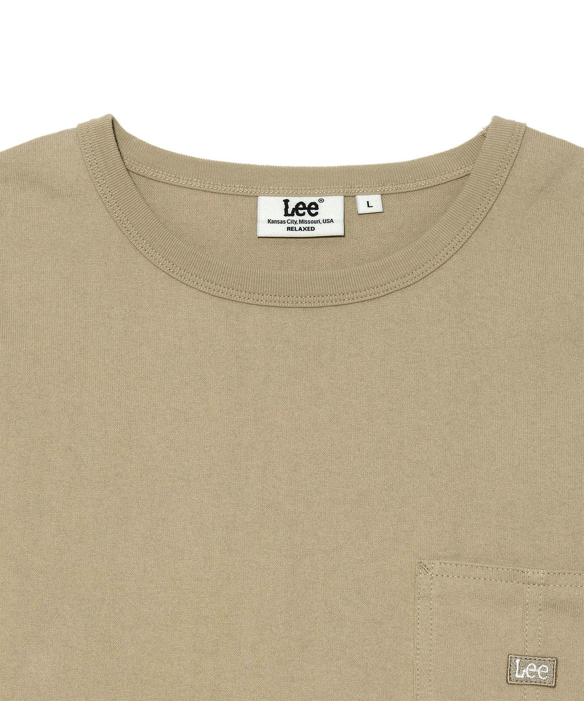리(LEE) 로고 포켓 티셔츠 베이지