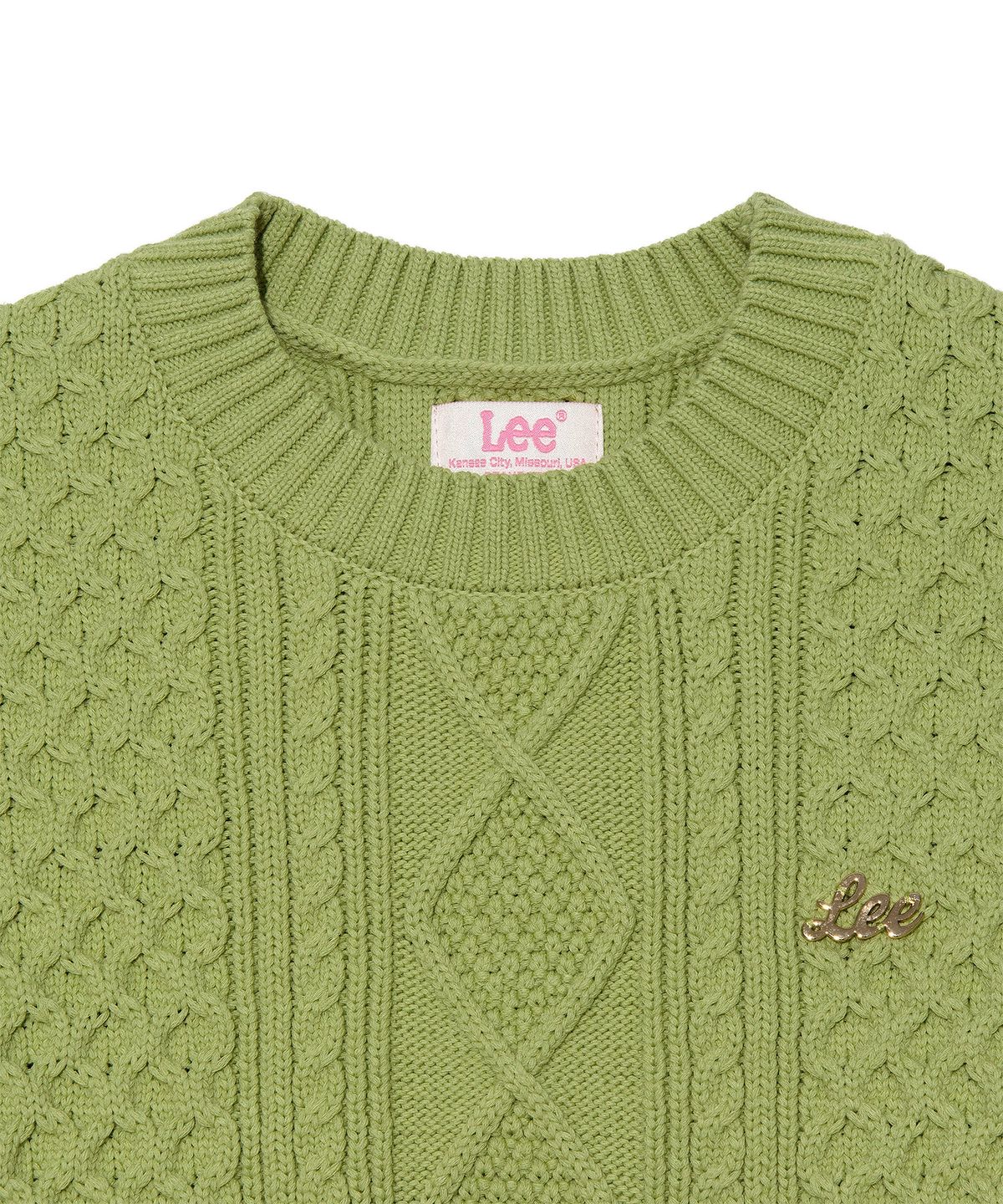 리(LEE) 우먼 청키 반팔 니트 라임