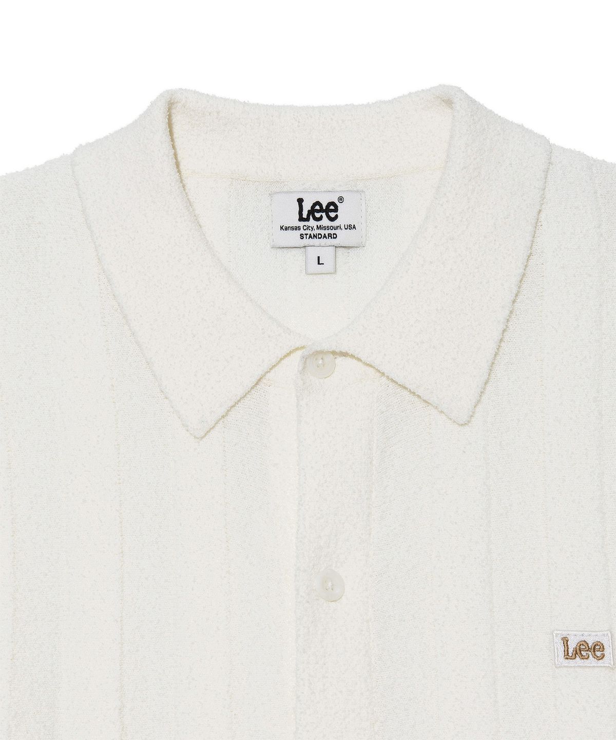 리(LEE) 부클 카라 반팔 가디건 아이보리