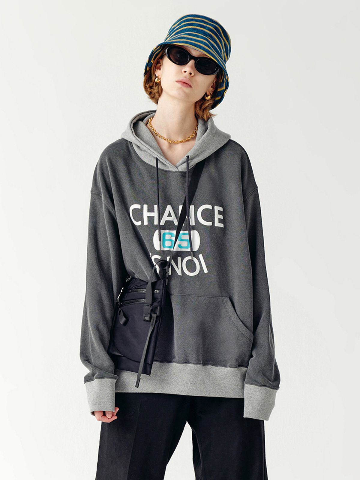 챈세스노이(CHANCE'S NOI) Basket Sweat Hoody (Mix-Chacoal)