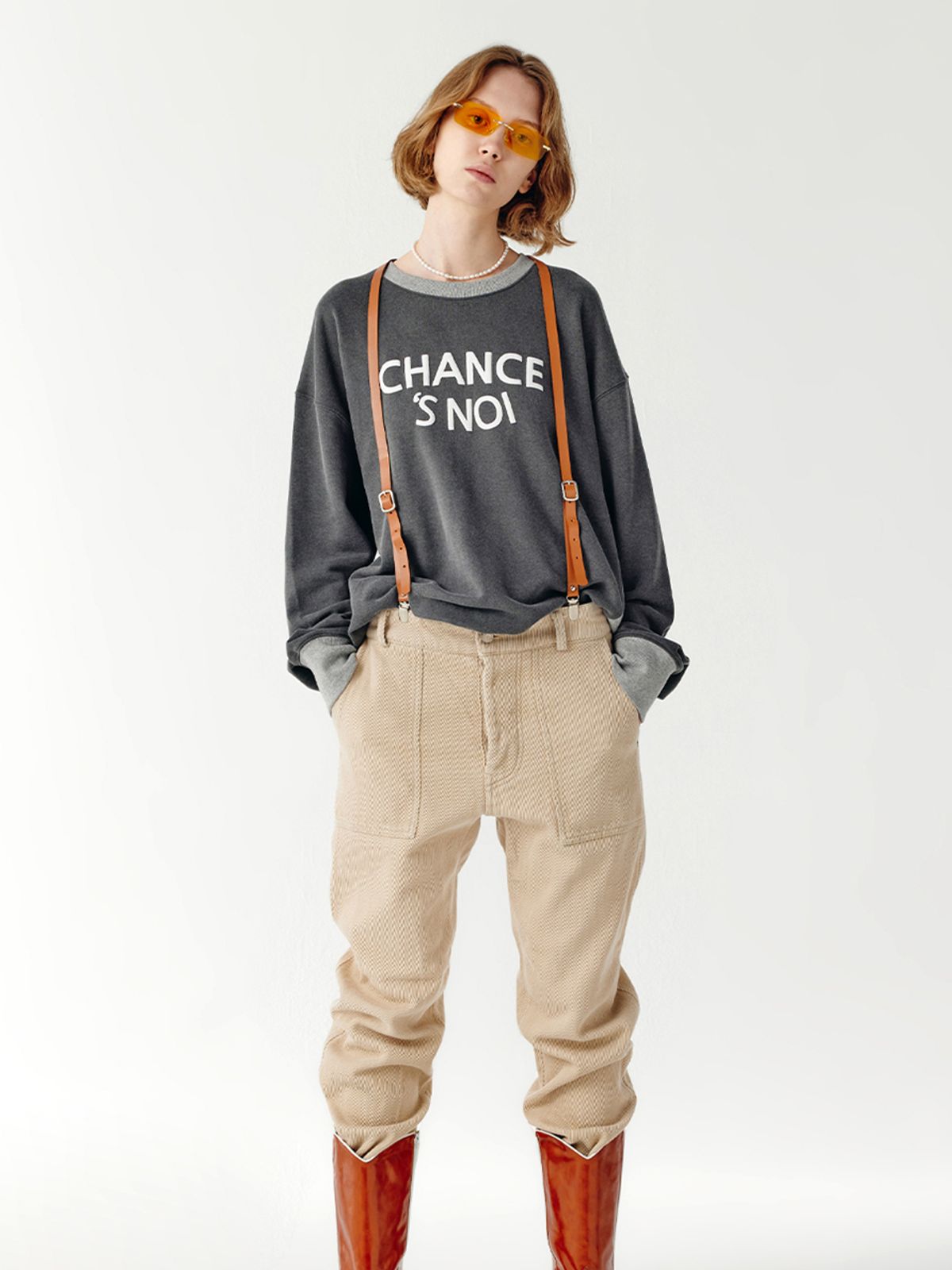 챈세스노이(CHANCE'S NOI) Snoi Sweat Shirt (Mix-Chacoal)
