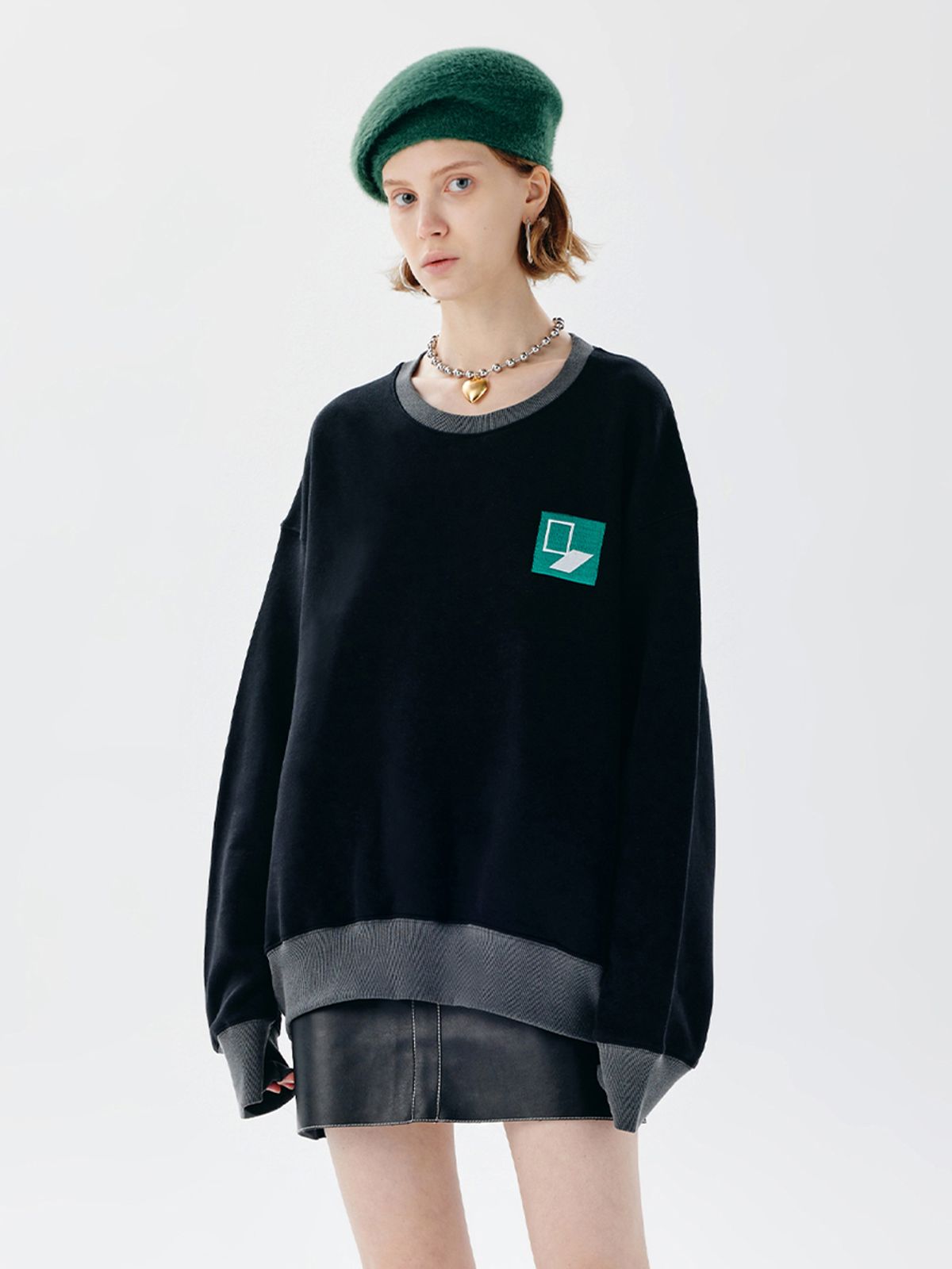 챈세스노이(CHANCE'S NOI) DoorBox Sweat Shirt (Mix-Black)