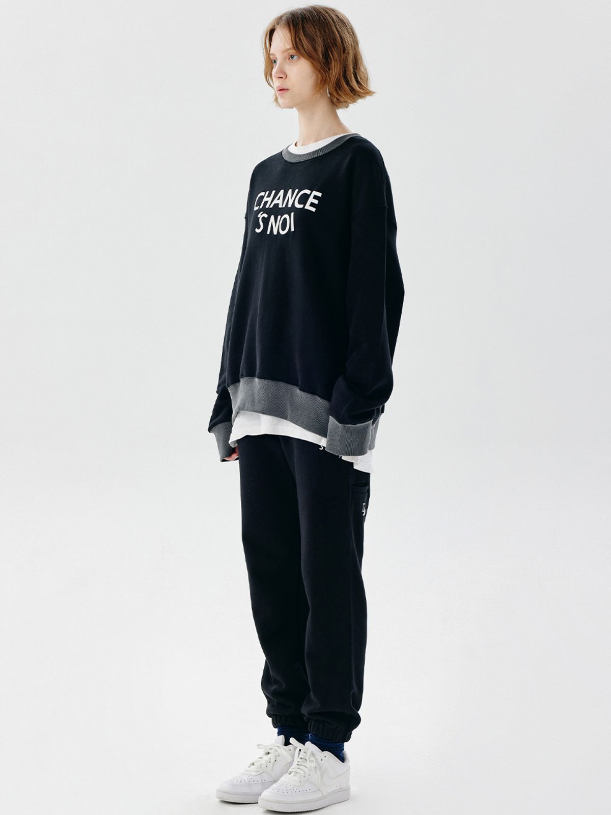 챈세스노이(CHANCE'S NOI) Snoi Sweat Shirt (Mix-Black)
