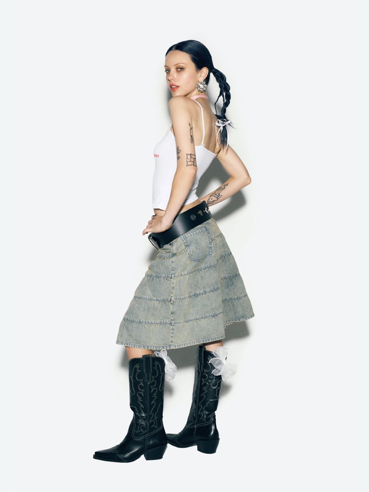 에즈이프 캘리(ASIF CALIE) CALIE DENIM MIDI SKIRT BLUE