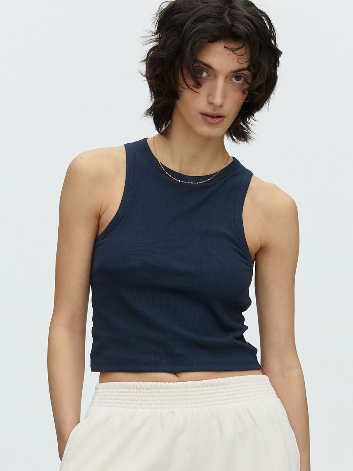 미나수(MENASOO) MNS SPANDEX TANK TOP NAVY_이너브라
