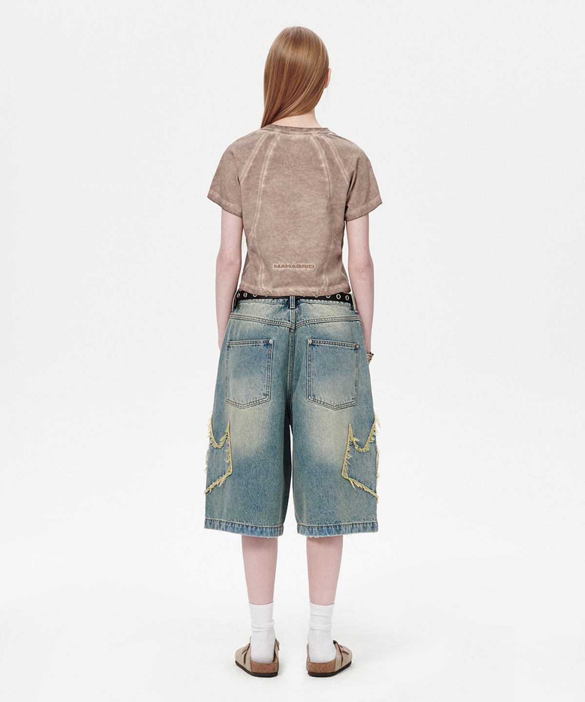마하그리드(MAHAGRID) CURVED SEAM CROP TEE BEIGE(MG2EMFT580A)