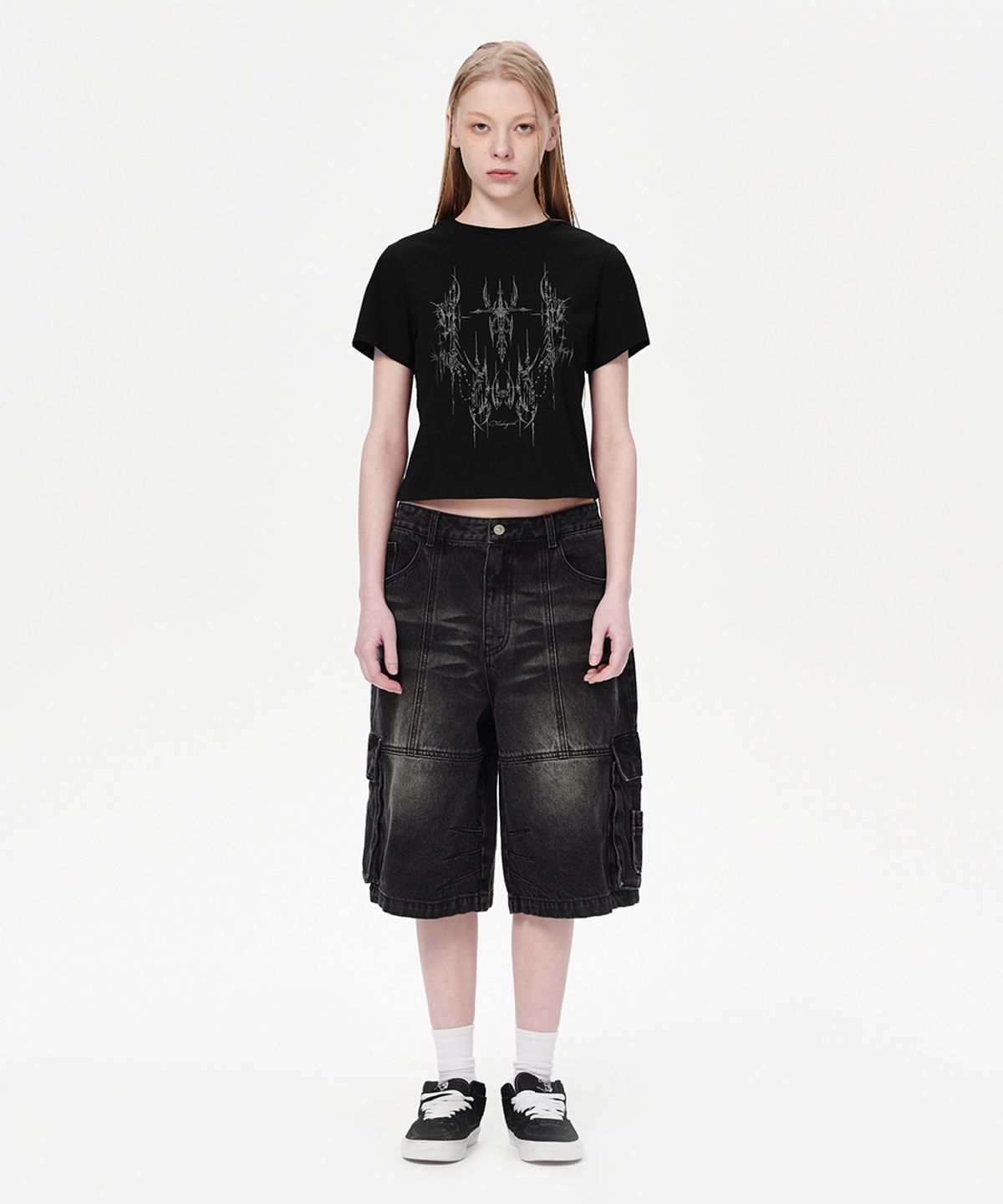 마하그리드(MAHAGRID) TATTOO CROP TEE BLACK(MG2EMFT582A)