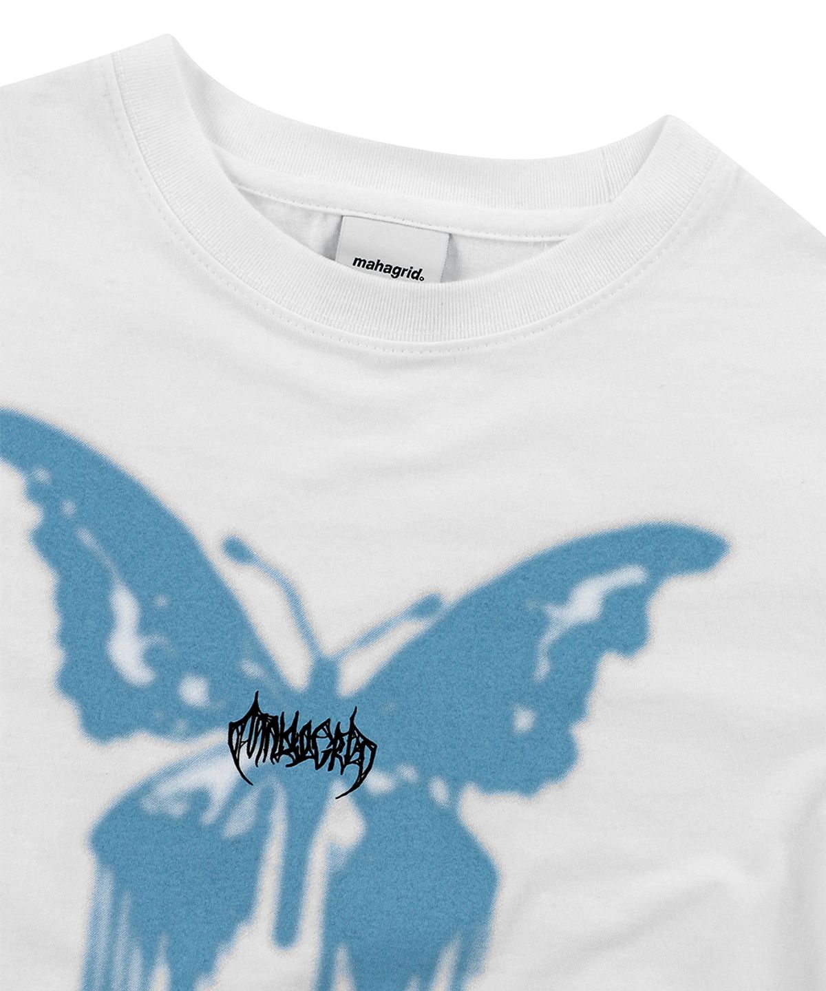 마하그리드(MAHAGRID) BUTTERFLY GOTH CROP TEE WHITE(MG2EMFT583A)