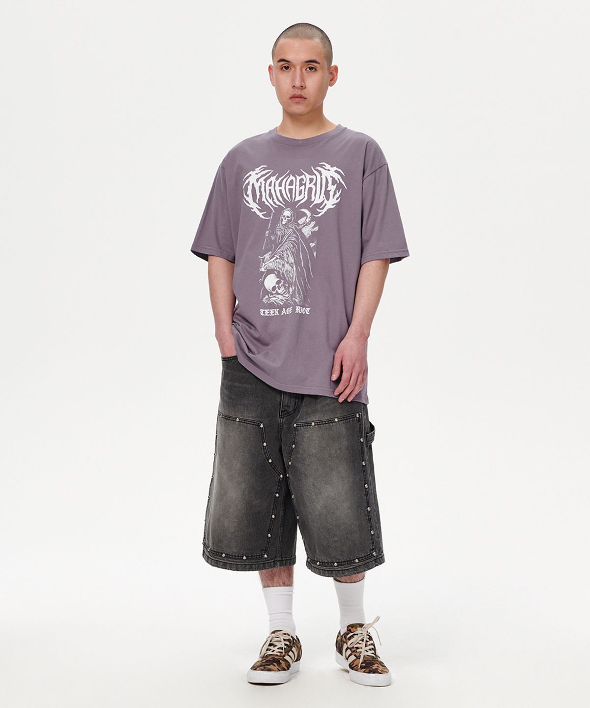 마하그리드(MAHAGRID) SKELETON GOTH LOGO TEE PURPLE(MG2EMMT513A)