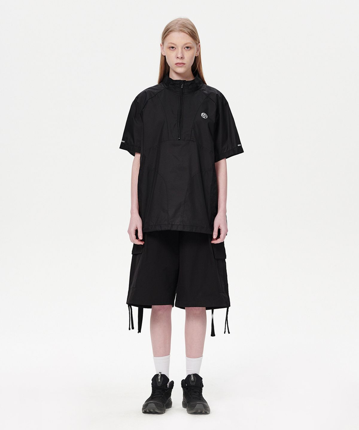 마하그리드(MAHAGRID) HALF ZIP PANNEL WINDBREAKER BLACK(MG2EMMW360A)