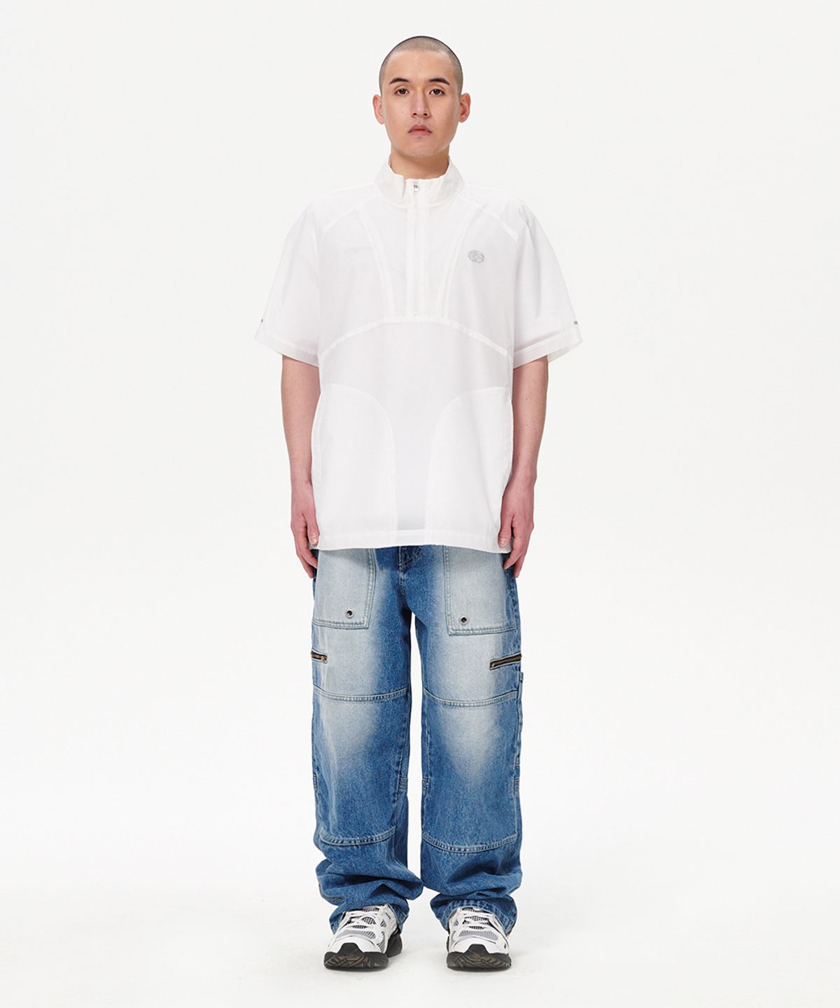 마하그리드(MAHAGRID) HALF ZIP PANNEL WINDBREAKER WHITE(MG2EMMW360A)