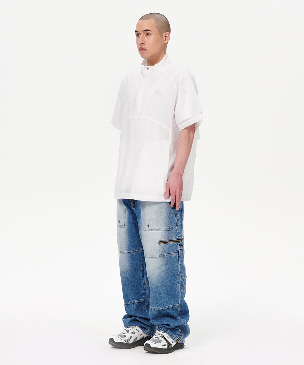 마하그리드(MAHAGRID) HALF ZIP PANNEL WINDBREAKER WHITE(MG2EMMW360A)