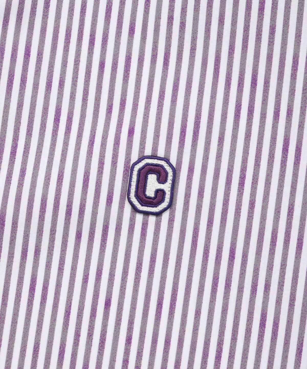 커버낫(COVERNAT) 드로잉 스트라이프 하프 셔츠 퍼플