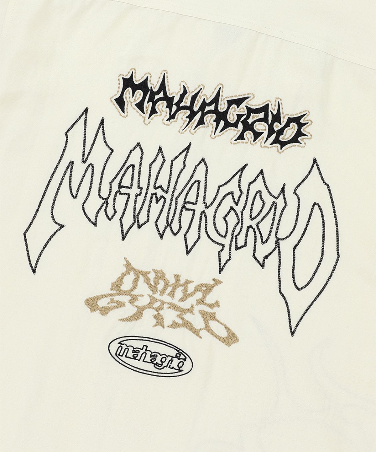 마하그리드(MAHAGRID) MULTI-LOGO LINEN HALF SHIRT IVORY(MG2EMMW361A)
