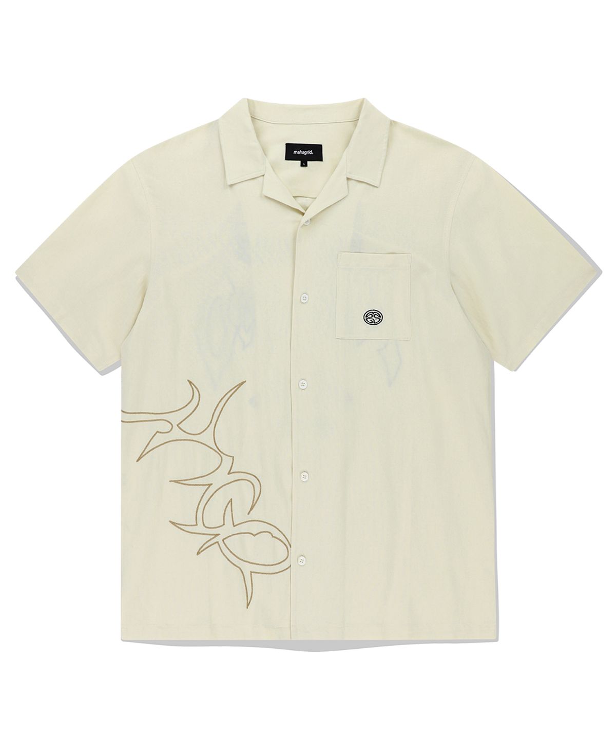 마하그리드(MAHAGRID) MULTI-LOGO LINEN HALF SHIRT IVORY(MG2EMMW361A)
