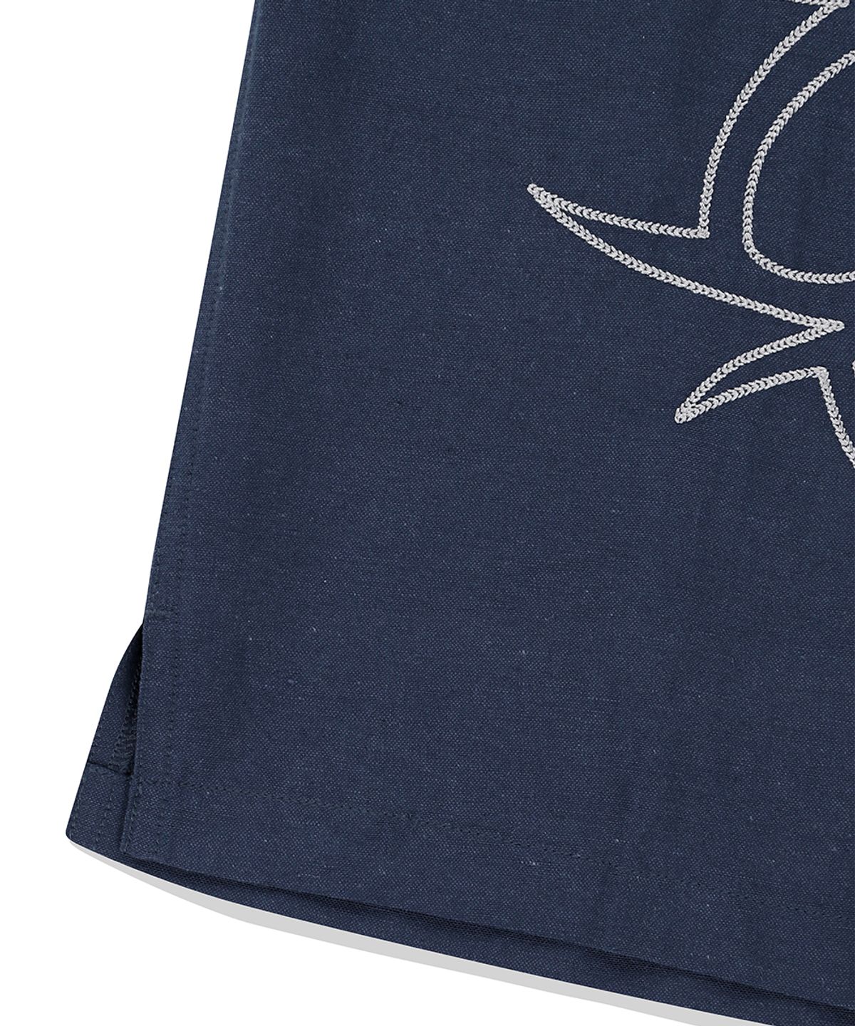 마하그리드(MAHAGRID) MULTI-LOGO LINEN HALF SHIRT NAVY(MG2EMMW361A)