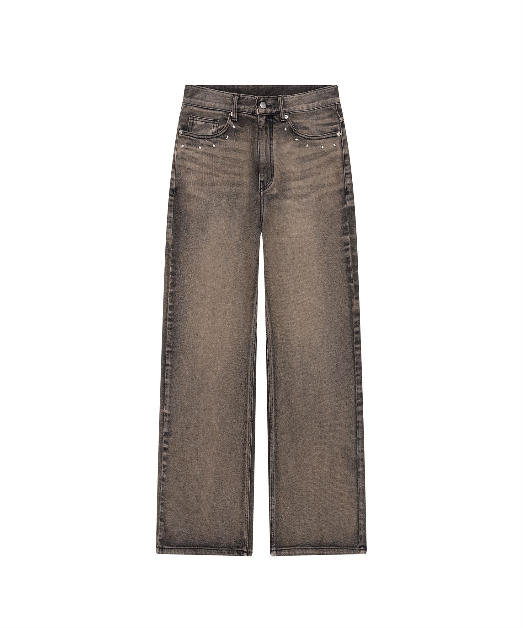 MUSINSA公式 | AAKAM Multi Studded Denim Pants (Brown)