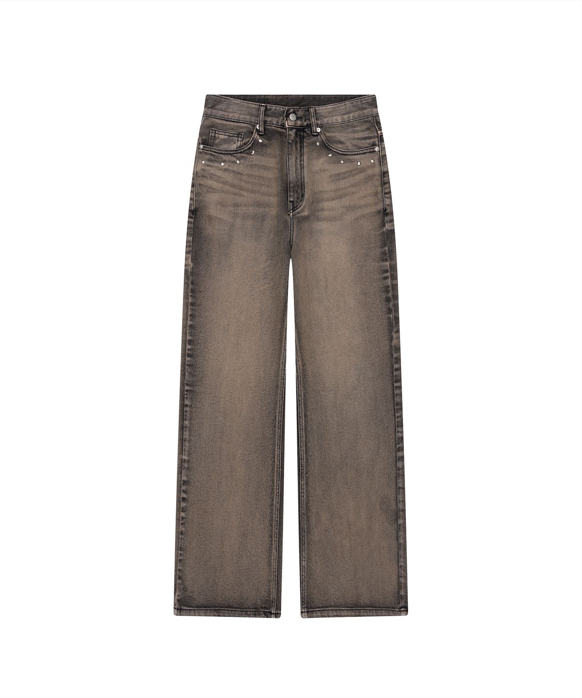 아캄(AAKAM) Multi Studded Denim Pants (Brown)