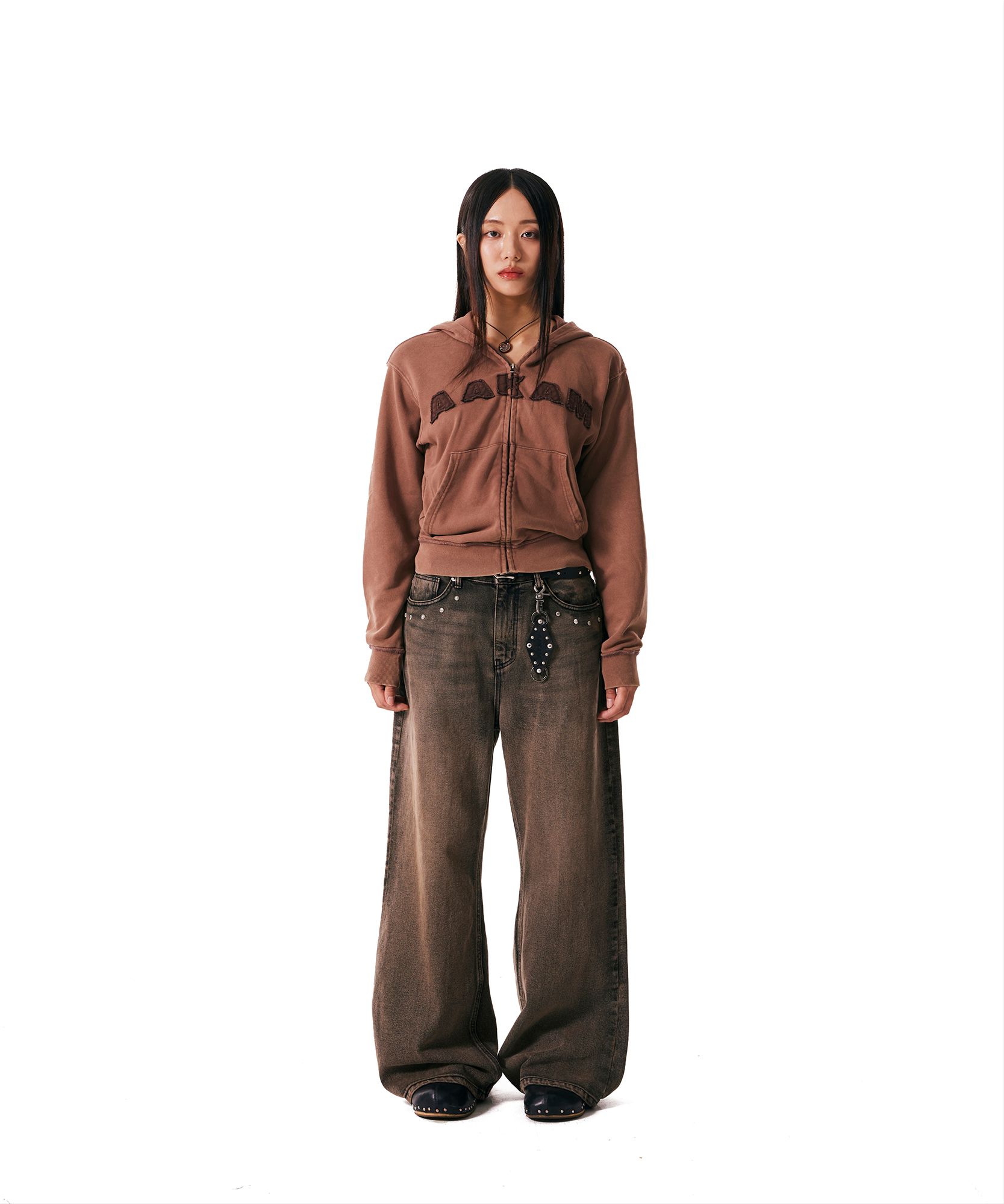【AAKAM】Multi Studded Denim Pants 3colors MUSINSA公式 | AAKAM Multi Studded Denim Pants (Brown)