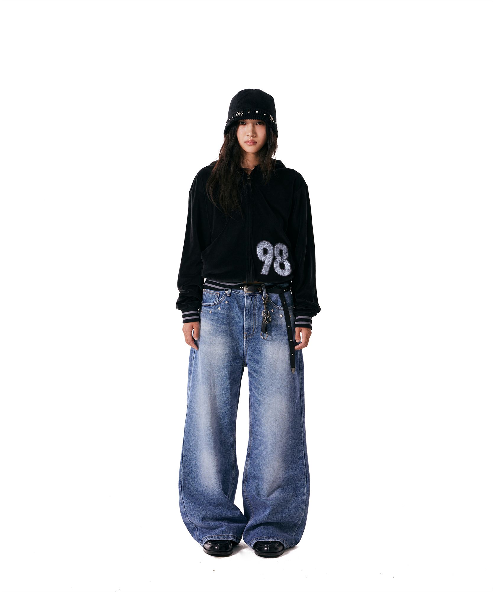 【AAKAM】Multi Studded Denim Pants 3colors MUSINSA | AAKAM Multi Studded Denim Pants (Blue)