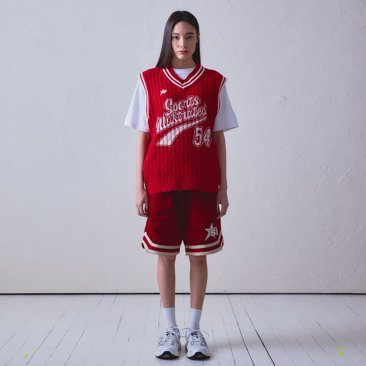스포츠 일러스트레이티드(SPORTS ILLUSTRATED) BASKETBALL JERSEY KNIT VEST (RED)