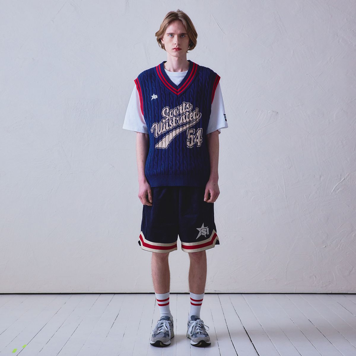 스포츠 일러스트레이티드(SPORTS ILLUSTRATED) BASKETBALL JERSEY KNIT VEST (NAVY)